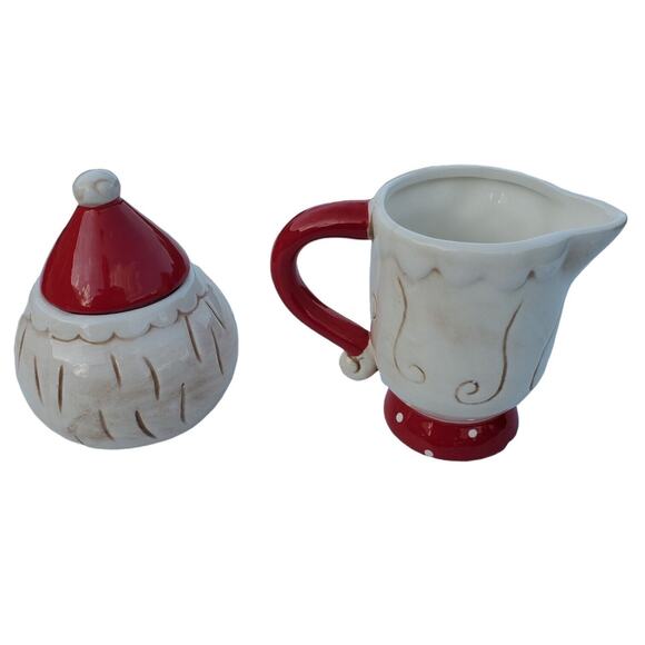 Johanna Parker Transpac Christmas Santa Creamer Sugar Set Retro Nostalgic Gift - Picture 5 of 11